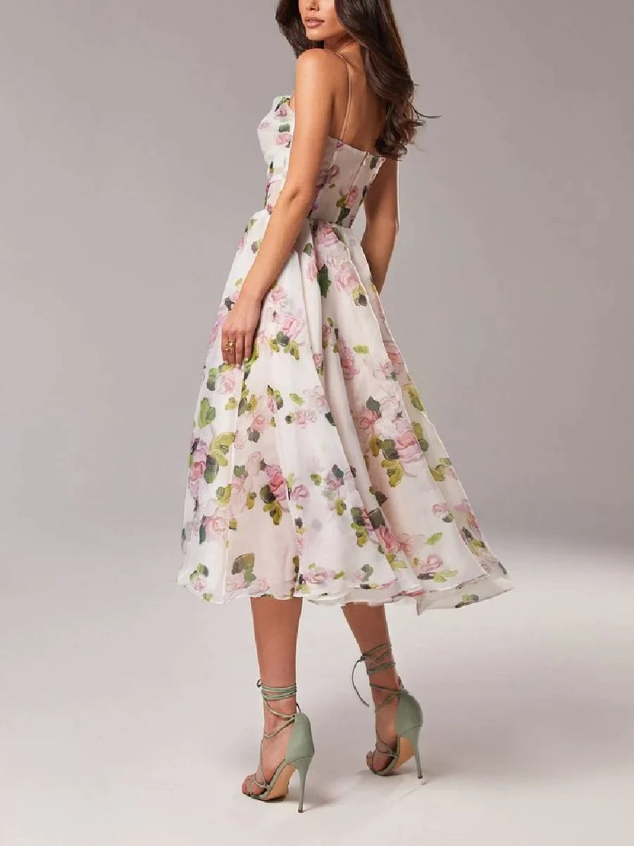 Emilia-Elegant Printed Strapless Dress