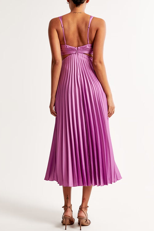 EVA™ | Cut Out Waist Sleeveless Pleated Maxi Dress