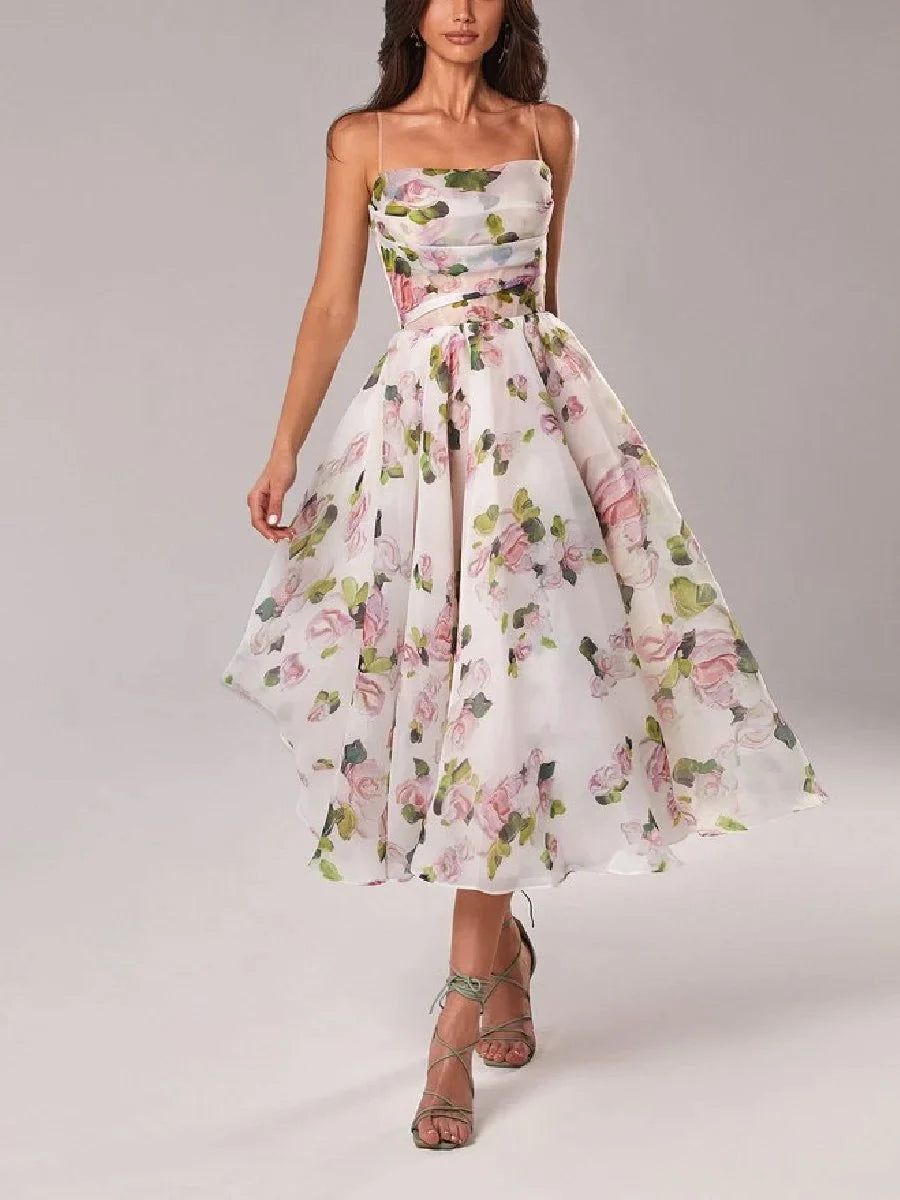 Emilia-Elegant Printed Strapless Dress